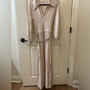 Nicholas Belted wool and cotton-blend maxi dress